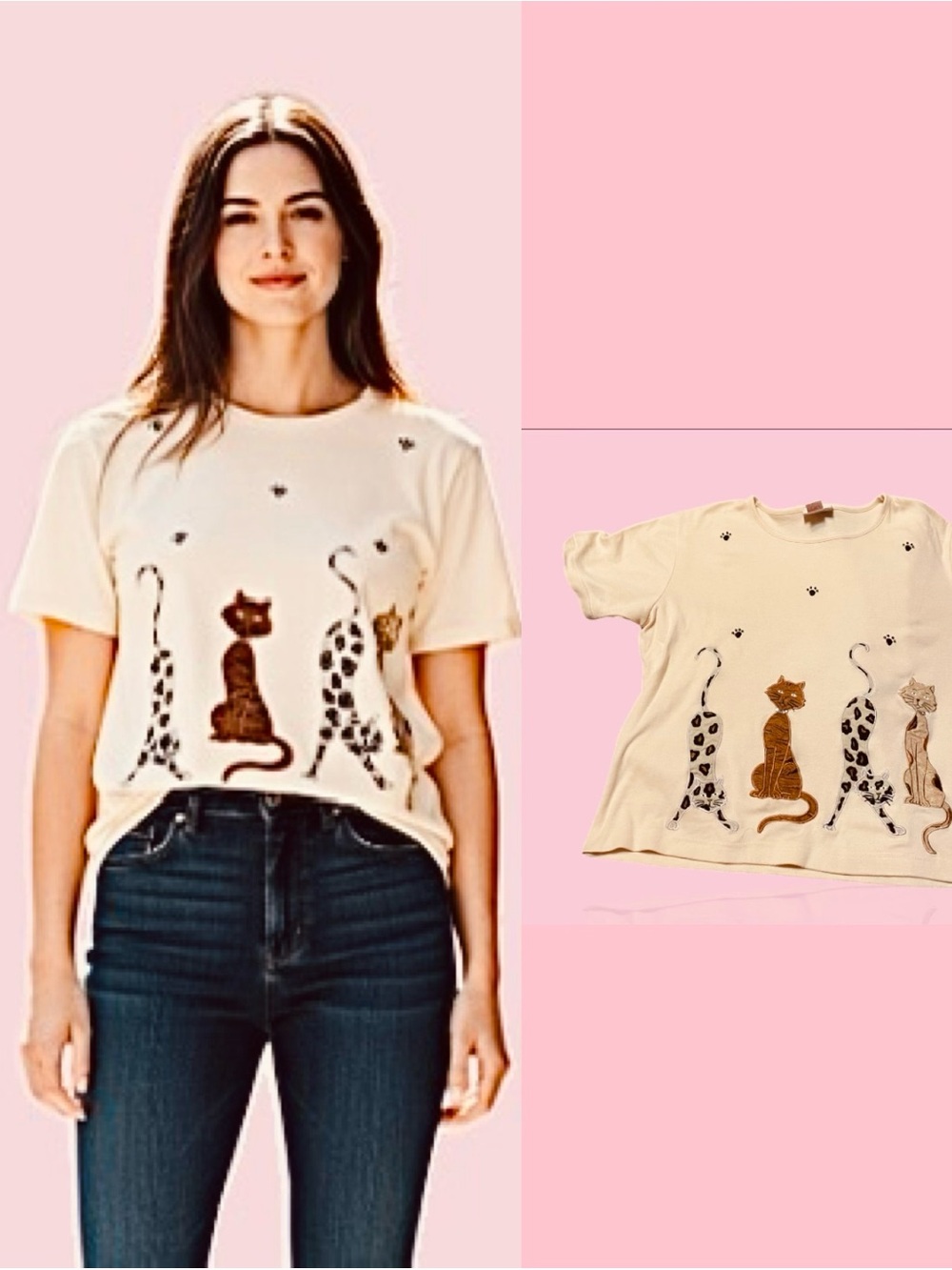 Ivory Cat Graphic Tee